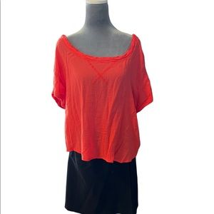 Free people red semi sheer tee large